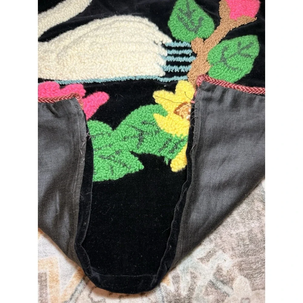 Vintage Velvet Swans & Lotus Punch Embroidery Pillow Covers 17